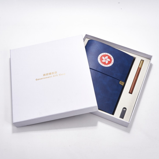 A5 HKSAR Emblem Loose-leaf Notebook Set - Blue