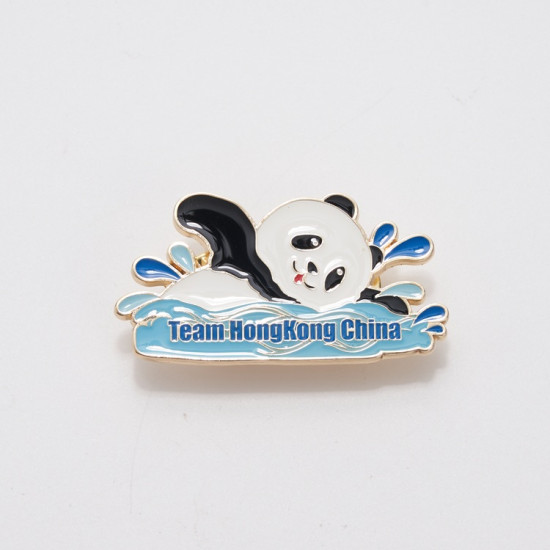 可愛熊貓-游泳造型胸針